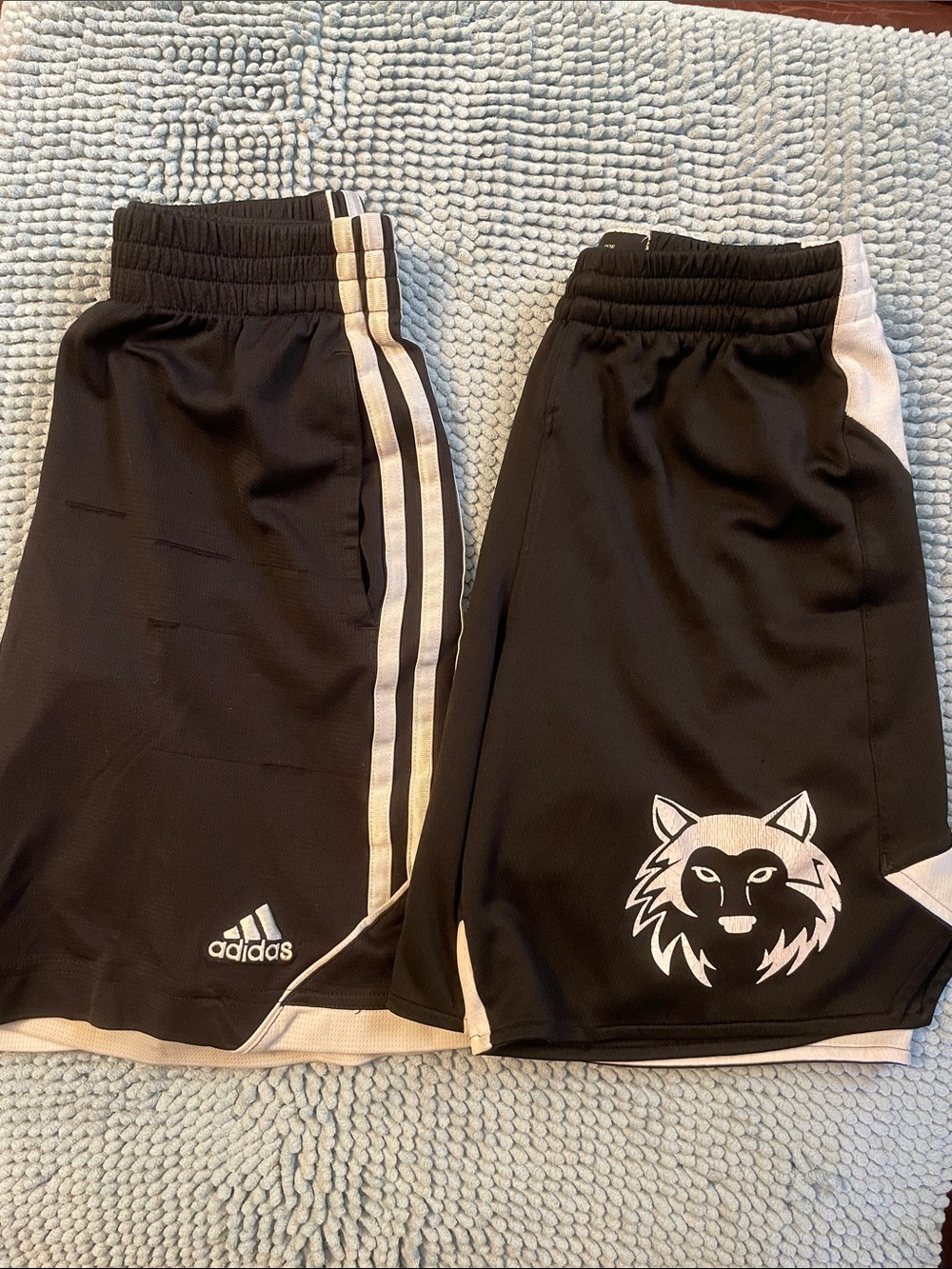 Set of 2 - adidas Black Shorts with White Trim and Wolf Graphic - Kids